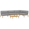 vidaXL Sofa Set with Cushion Plain Manual 5 pcs Grey Solid Acacia Wood