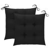 vidaXL Garden Chairs 2 pcs with Black Cushions Solid Teak Wood