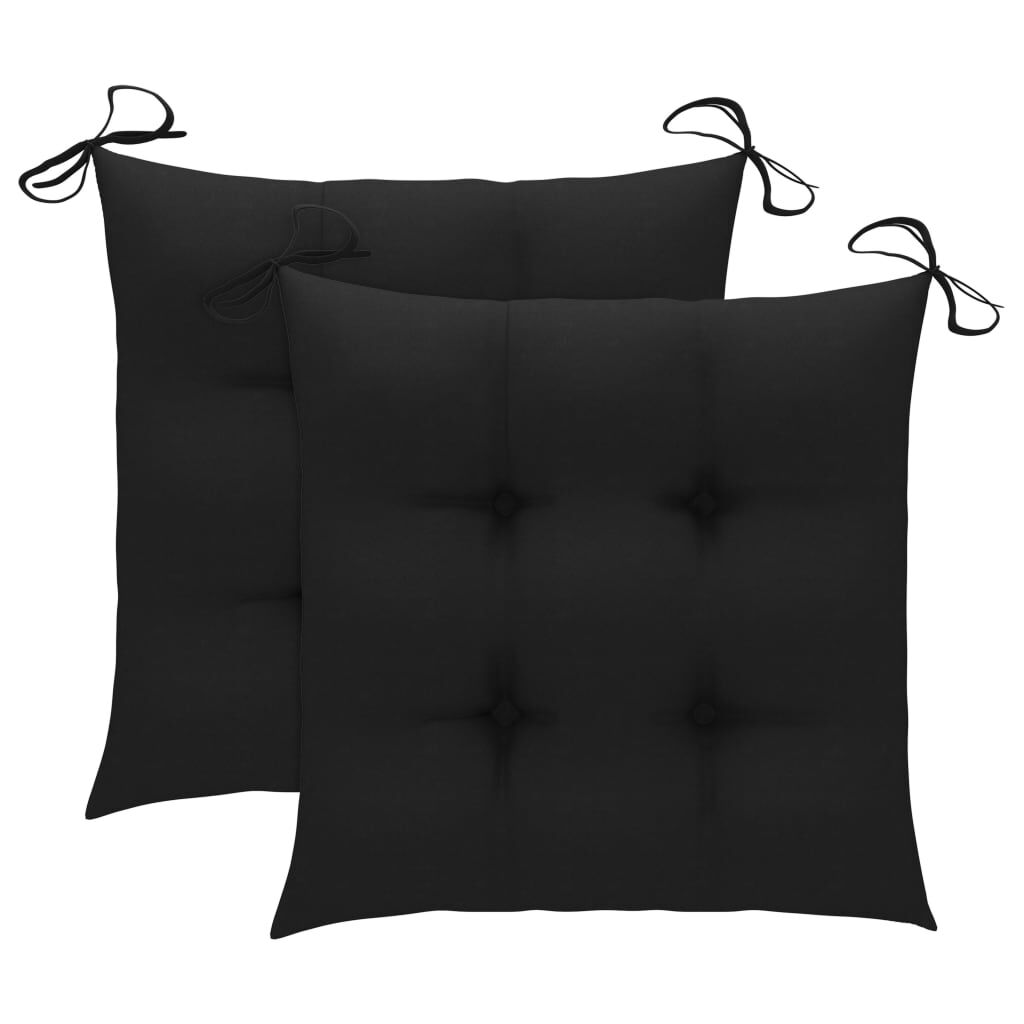 vidaXL Garden Chairs 2 pcs with Black Cushions Solid Teak Wood
