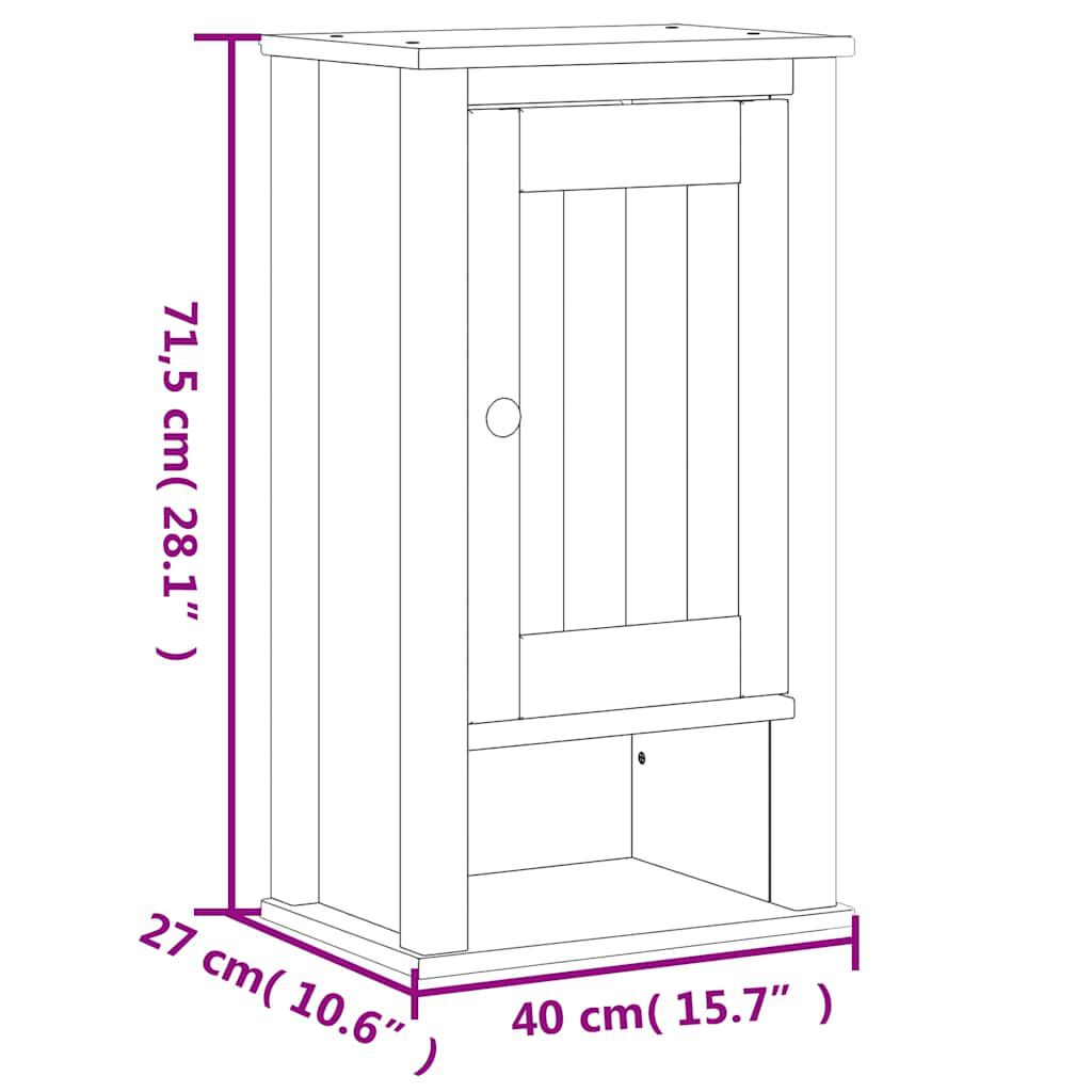 vidaXL Bathroom Wall Cabinet BERG White 40x27x71.5 cm Solid Wood Pine