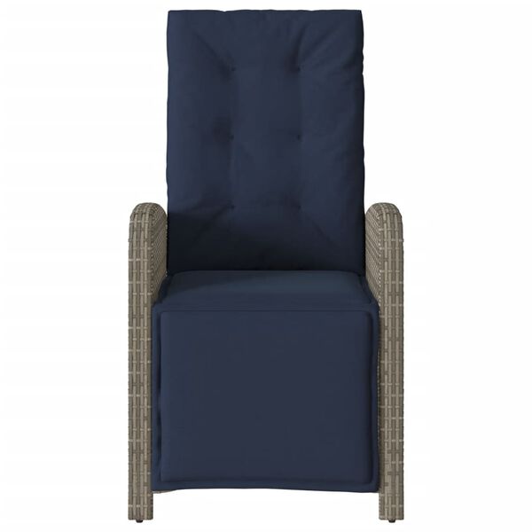 vidaXL Reclining Garden Chair with Footrest Grey Poly Rattan