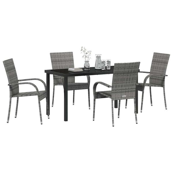 vidaXL Garden Dining Set 5 pcs Grey Powder-Coated Steel