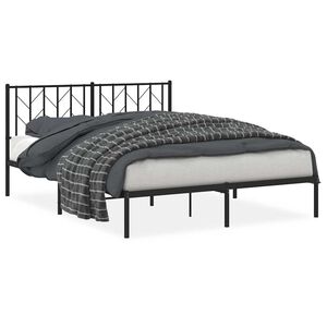 vidaXL Metal Bed Frame without Mattress with Headboard Black 150x200cm