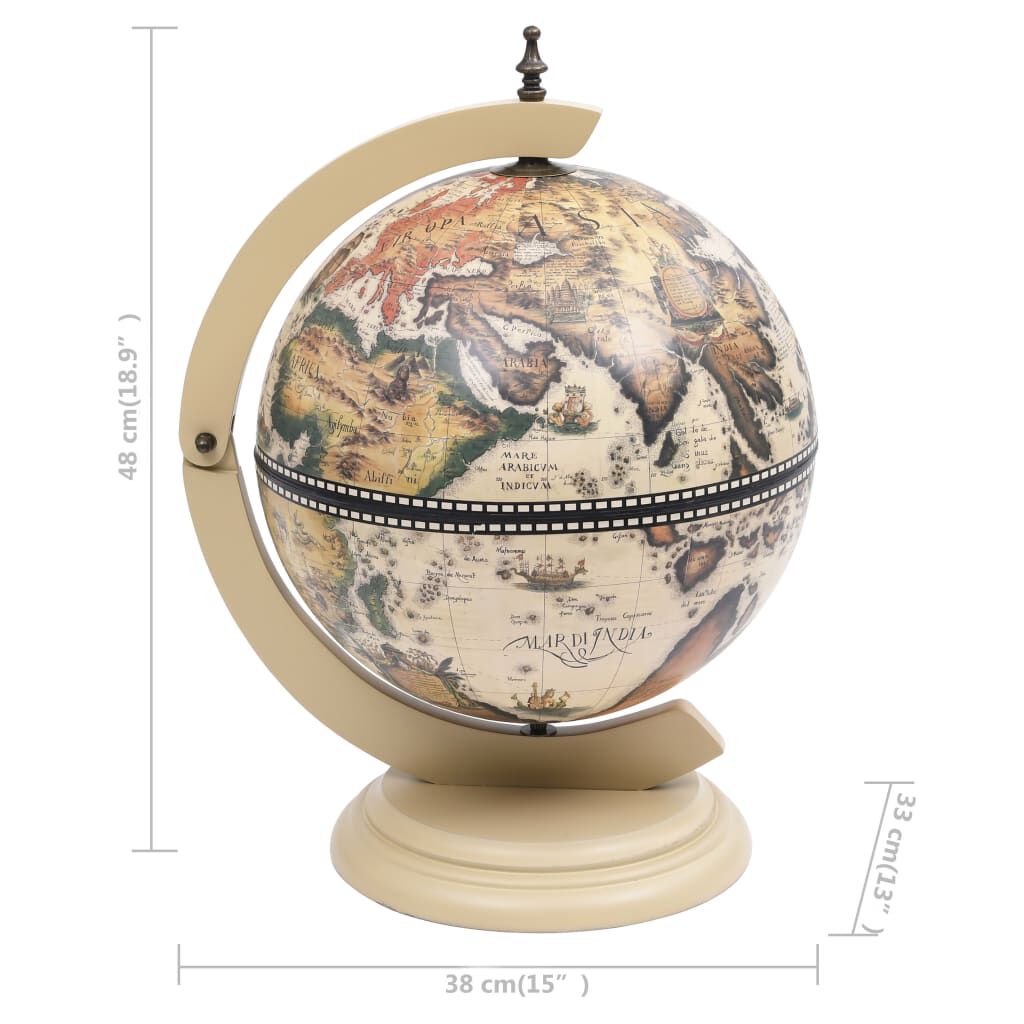 vidaXL Tabletop Globe Bar Wine Stand Eucalyptus Wood White