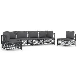 vidaXL 6 Piece Garden Lounge Set with Cushions Anthracite Steel