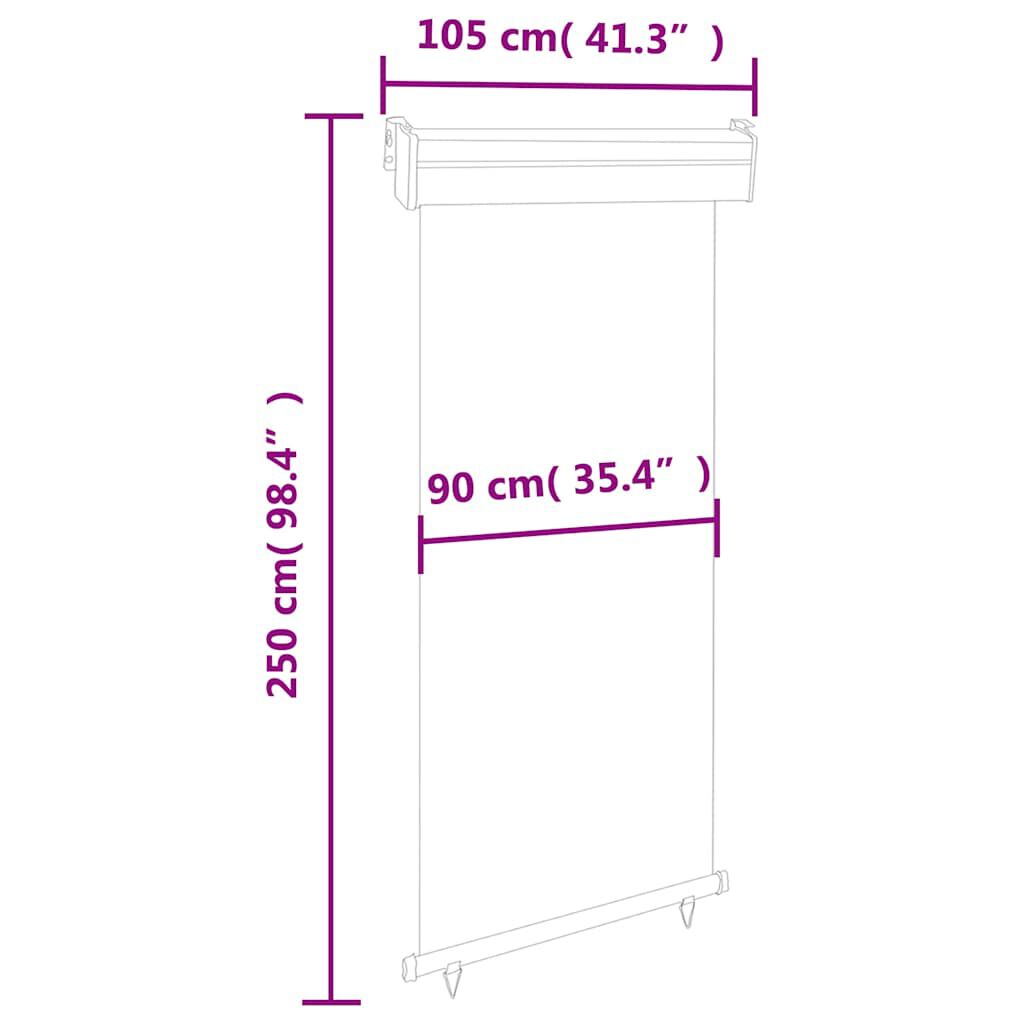 vidaXL Balcony Side Awning 105x250 cm Cream