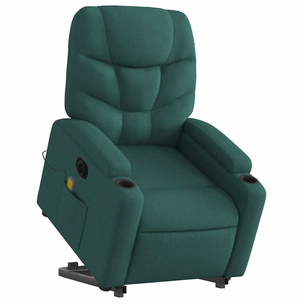 vidaXL Electric Stand up Massage Recliner Chair Dark Green Fabric