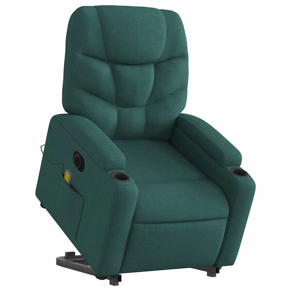 vidaXL Electric Stand up Massage Recliner Chair Dark Green Fabric