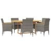 vidaXL 7 Piece Garden Dining Set with Cushions Grey