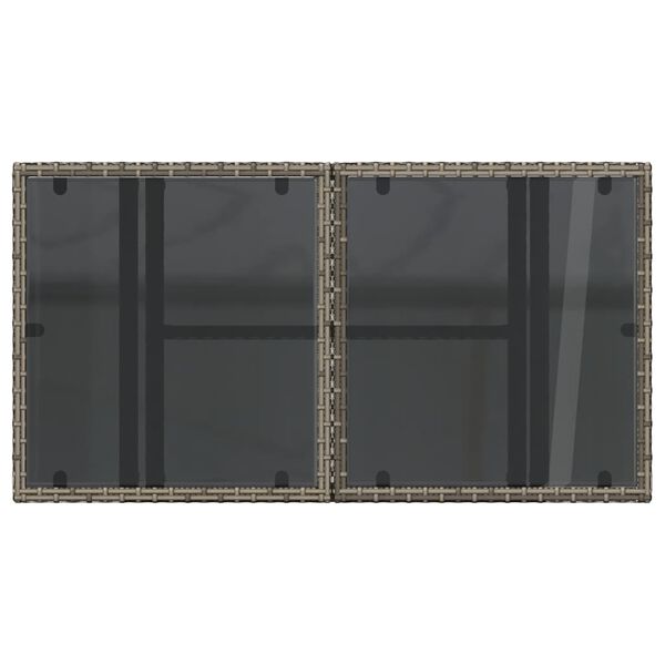 vidaXL Garden Table with Glass Top Grey 100x55x73 cm Poly Rattan
