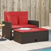 vidaXL Garden Sofa with Cushions 2-Seater Brown Poly Rattan