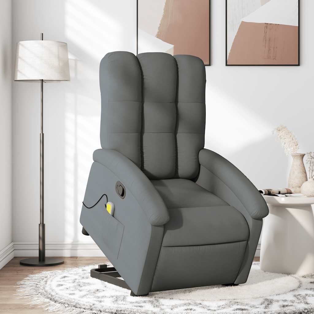 vidaXL Stand up Massage Recliner Chair Dark Grey Fabric