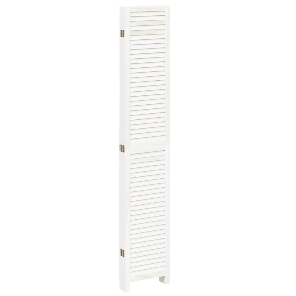 vidaXL Room Divider 6 Panels White Solid Wood Paulownia