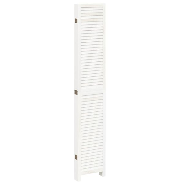 vidaXL Room Divider 6 Panels White Solid Wood Paulownia