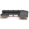 vidaXL 9 Piece Garden Lounge Set with Cushions Poly Rattan Grey