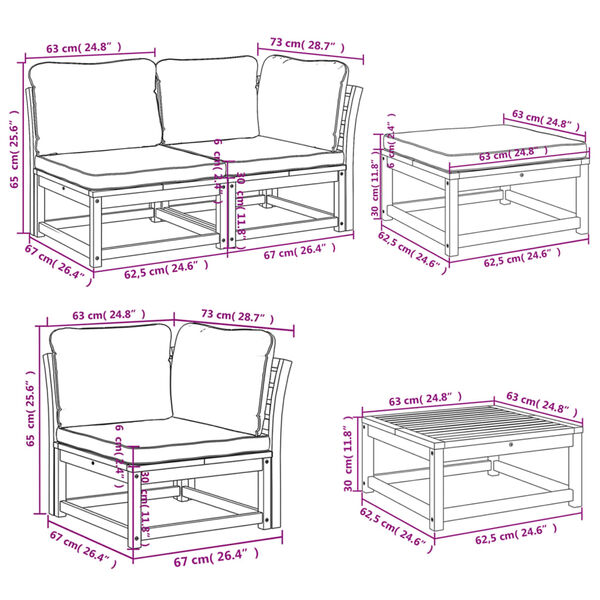 vidaXL 10 Piece Garden Lounge Set with Cushions Solid Wood Acacia