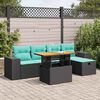 vidaXL 6 Piece Garden Sofa Set with Cushions Brown Poly Rattan Acacia