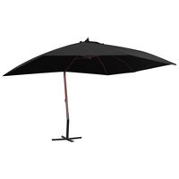 vidaXL Hanging Parasol with Wooden Pole 400x300 cm Black