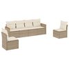 vidaXL 6 Piece Garden Sofa Set with Cushions Beige Poly Rattan