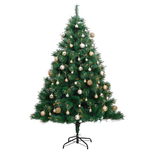vidaXL Artificial Hinged Christmas Tree 300 LEDs & Ball Set 180 cm