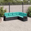 vidaXL 6 Piece Garden Sofa Set with Cushions Black Poly Rattan