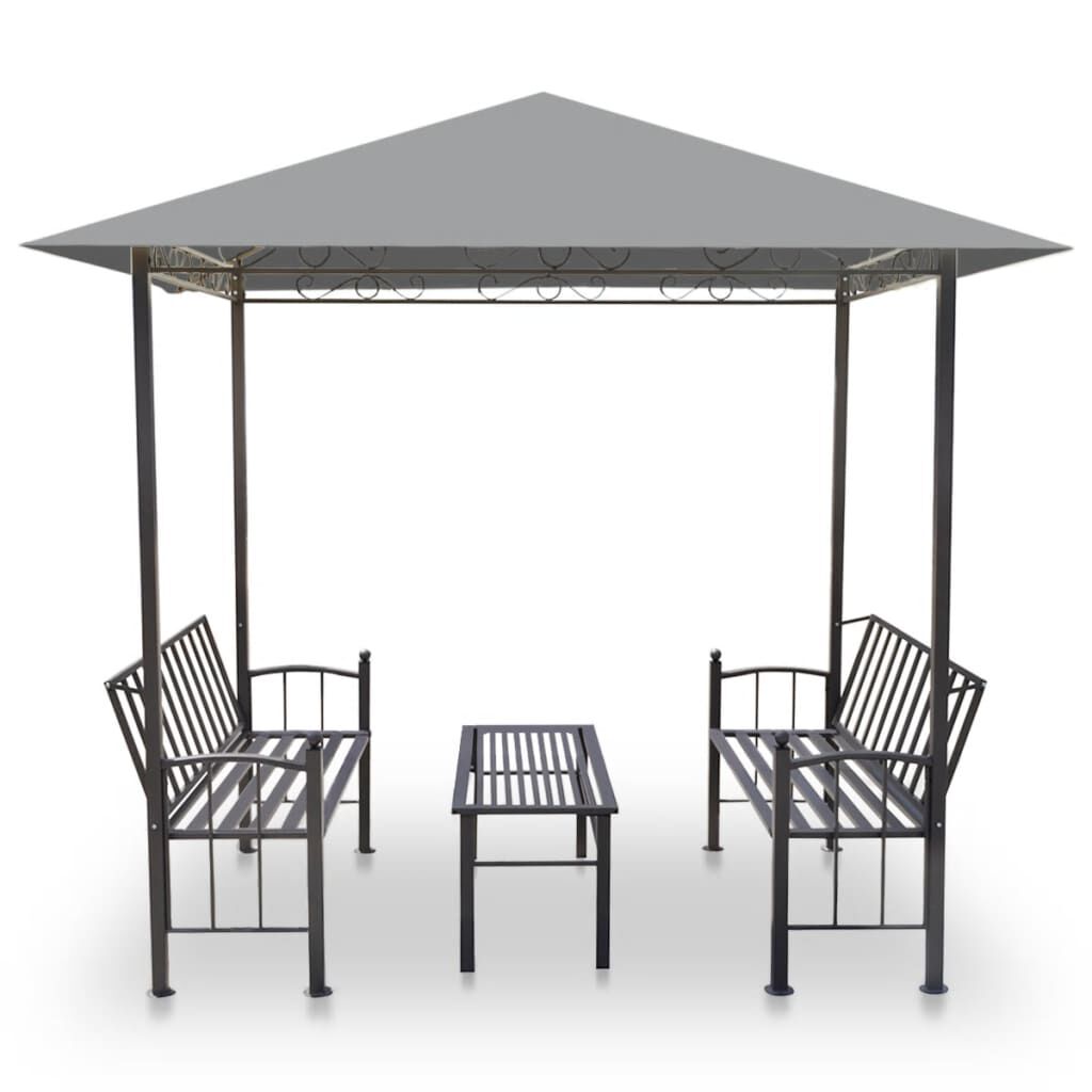 vidaXL Garden Pavilion with Table and Benches 2.5x1.5x2.4 m Anthracite