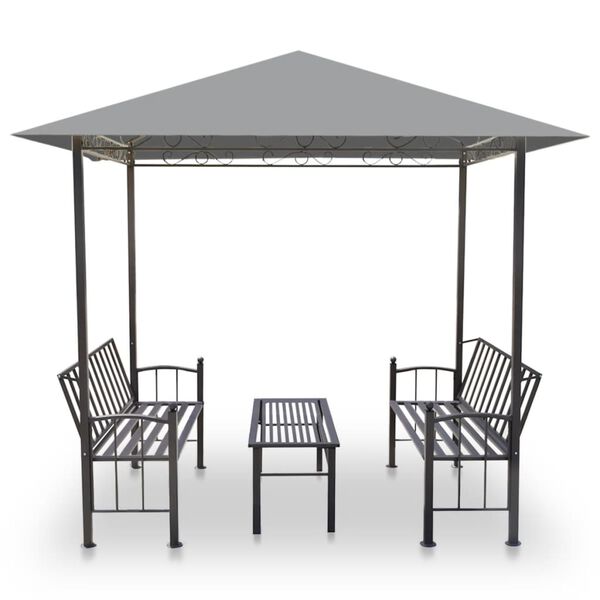 vidaXL Garden Pavilion with Table and Benches 2.5x1.5x2.4 m Anthracite