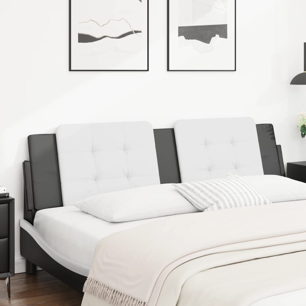 vidaXL Headboard Cushion "Zadar" White and Black 183 cm King Faux Leather