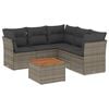 vidaXL 6 Piece Garden Sofa Set with Cushions Grey Poly Rattan