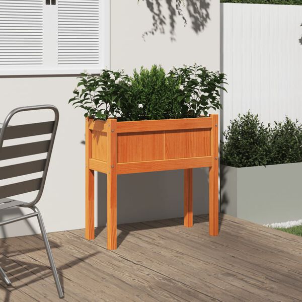 vidaXL Garden Planter with Legs Wax Brown 70x31x70 cm Solid Wood Pine