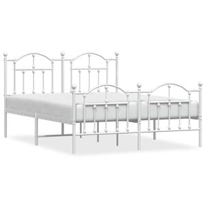 vidaXL Metal Bed Frame without Mattress with Footboard White 135x190cm