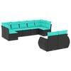 vidaXL 9 Piece Garden Sofa Set with Cushions Black Poly Rattan