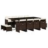 vidaXL 13 Piece Garden Dining Set with Cushions Brown Poly Rattan