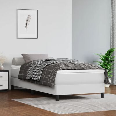 vidaXL Box Spring Bed Frame White 100x190 cm Twin Faux Leather