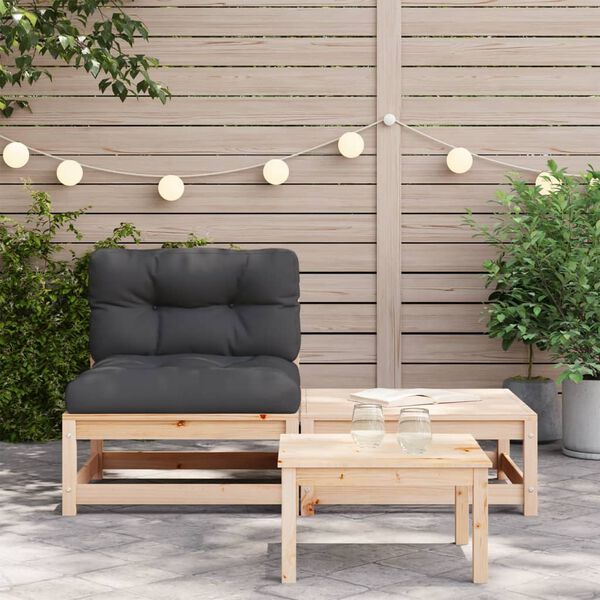 vidaXL Garden Sofa Armless with Cushions and Footstool