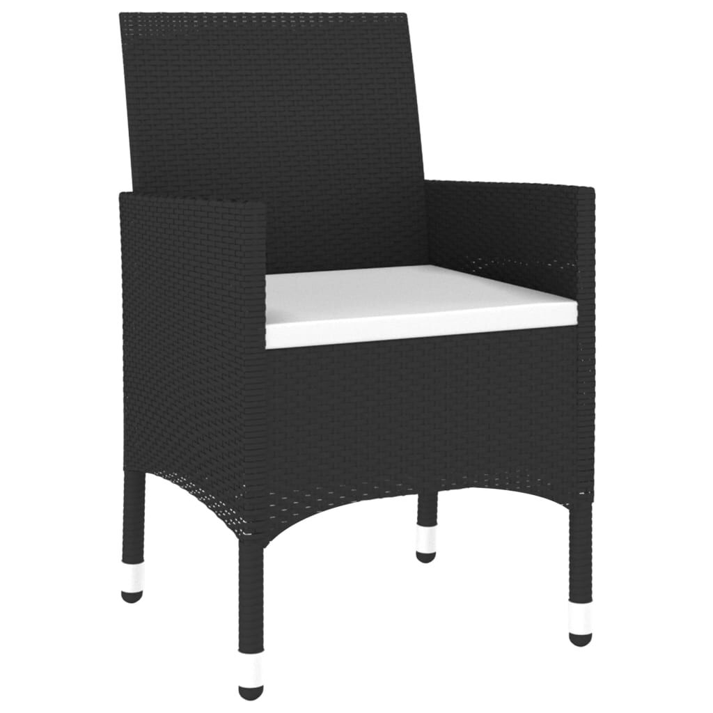 vidaXL 3 Piece Garden Dining Set Poly Rattan Black
