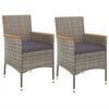 vidaXL 3 Piece Garden Bistro Set with Cushions Grey Poly Rattan