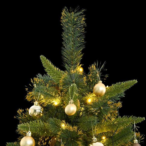 vidaXL Artificial Hinged Christmas Tree 300 LEDs & Ball Set 180 cm