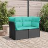 vidaXL Garden Sofa with Cushions 2-Seater Black Poly Rattan