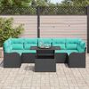 vidaXL Garden Sofa Set with Cushion 8 pcs Black Poly rattan