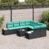 vidaXL Garden Sofa Set with Cushion 9 pcs Black Poly Rattan