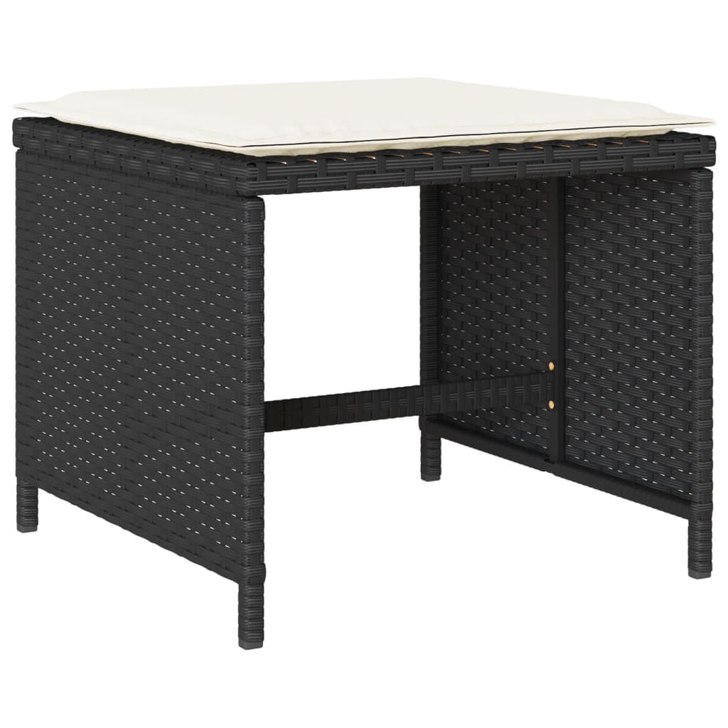 vidaXL 17 Piece Garden Dining Set with Cushions Black Poly Rattan