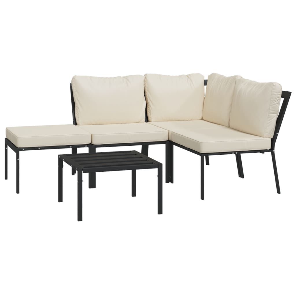 vidaXL 5 Piece Garden Lounge Set with Sand Cushions Steel