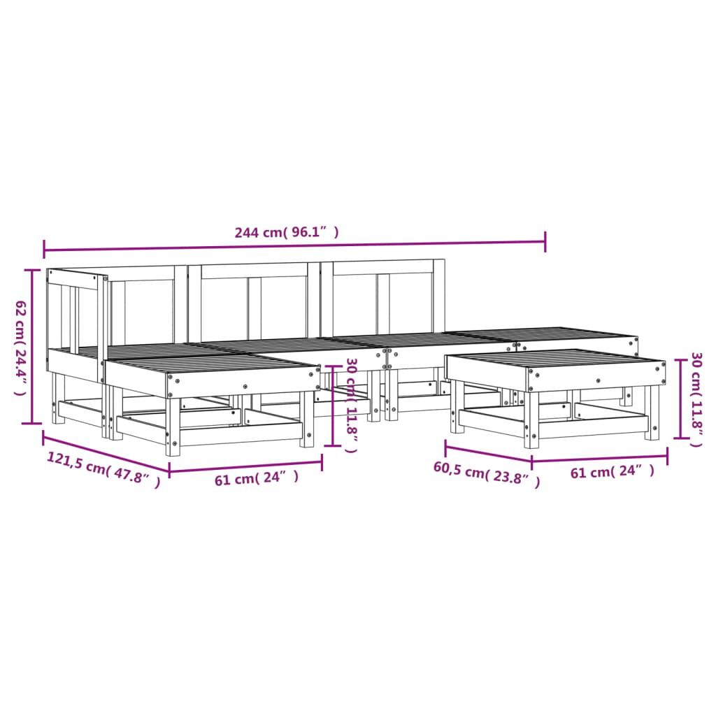 vidaXL 6 Piece Garden Lounge Set Solid Wood Pine