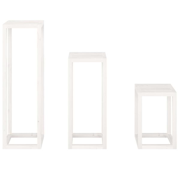 vidaXL 3 Piece Plant Stand Set White Solid Wood Pine