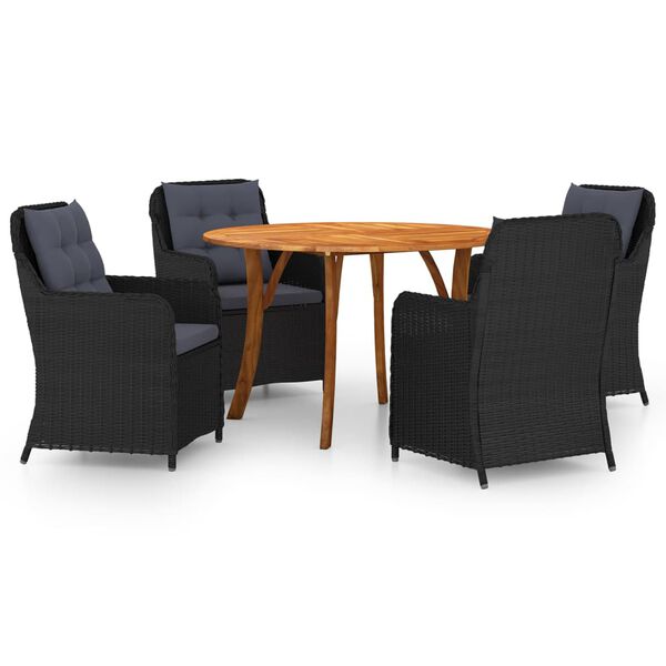 vidaXL 5 Piece Garden Dining Set Black