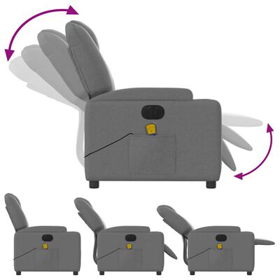 vidaXL Electric Massage Recliner Chair Dark Grey Fabric