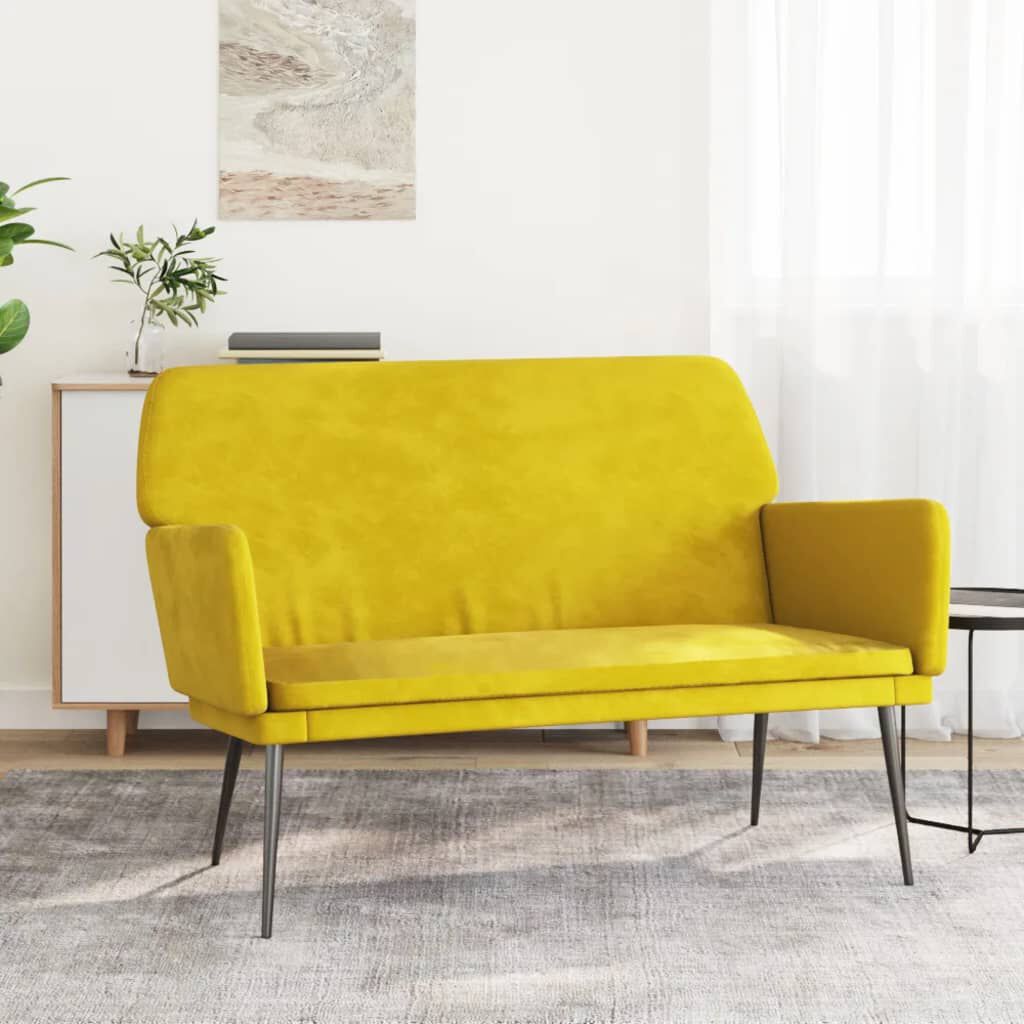 vidaXL Bench Yellow 108x79x79 cm Velvet