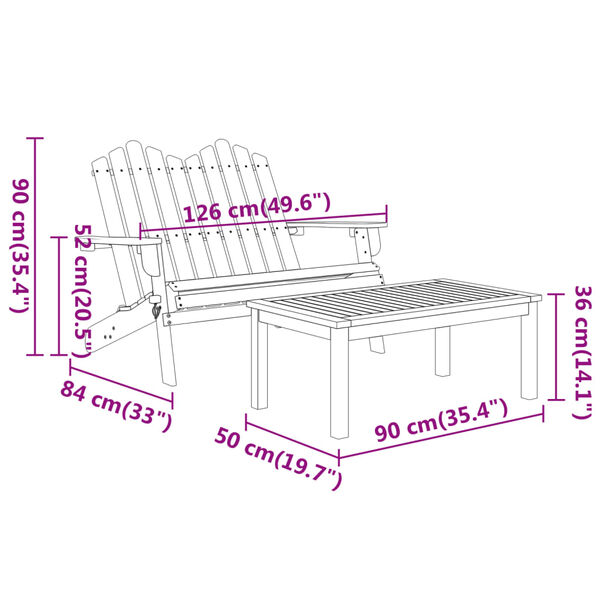 vidaXL 5 Piece Adirondack Garden Lounge Set Solid Wood Acacia