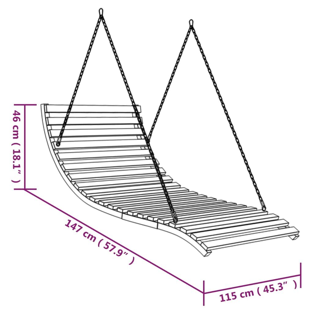 vidaXL Swing Bed Solid Bent Wood with Teak Finish 115x147x46 cm